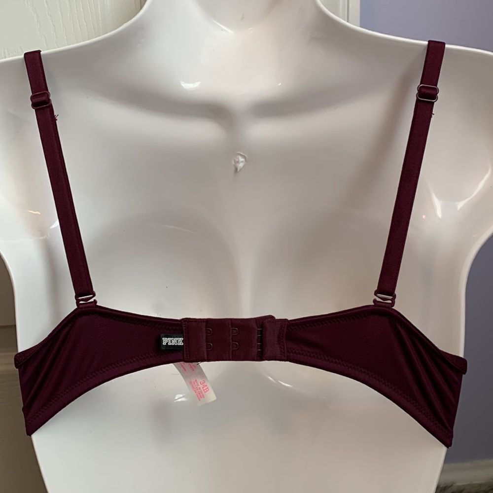 Victoria’s Secret PINK Wear Everywhere Super Push-Up Bra 34B Burgundy - Picture 5 of 12